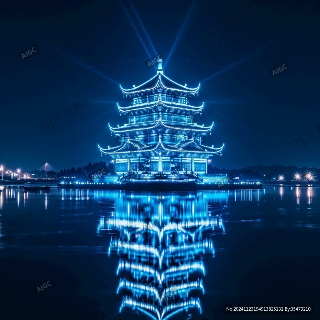 燈光絢麗樓閣
