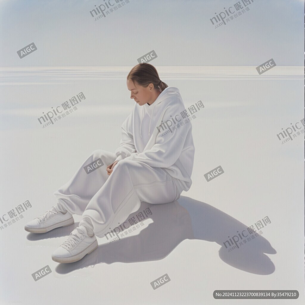 蹲坐人物素材