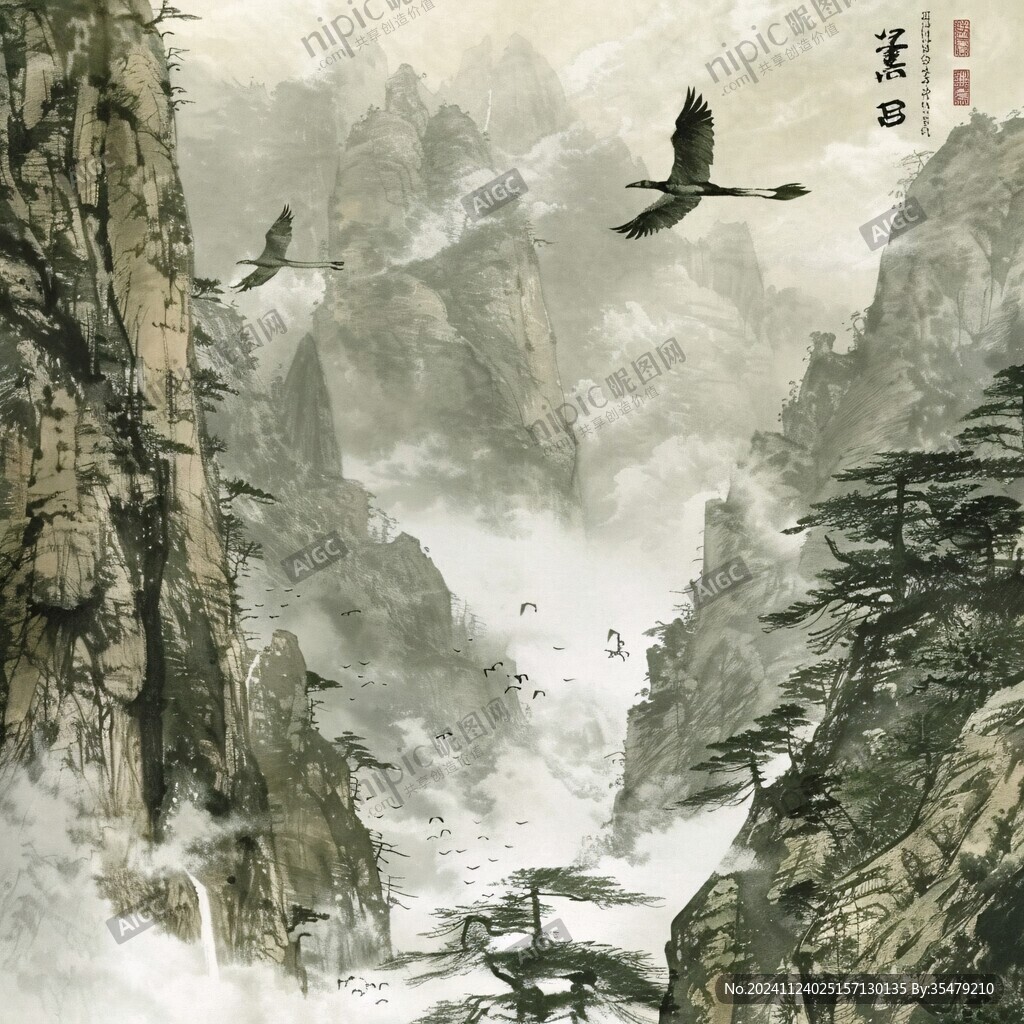迎客松壁畫掛畫壁紙