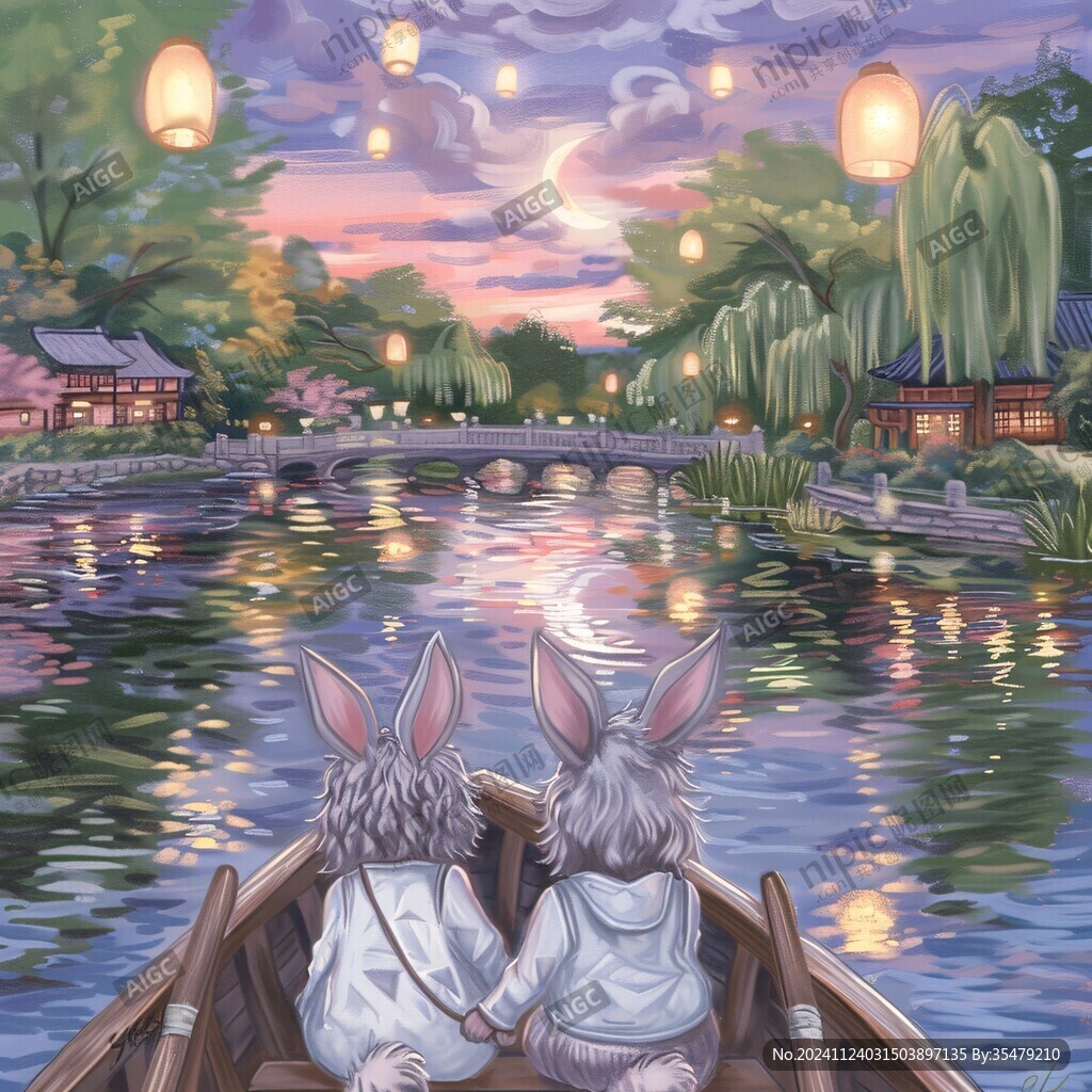 兔年七夕節(jié)插畫