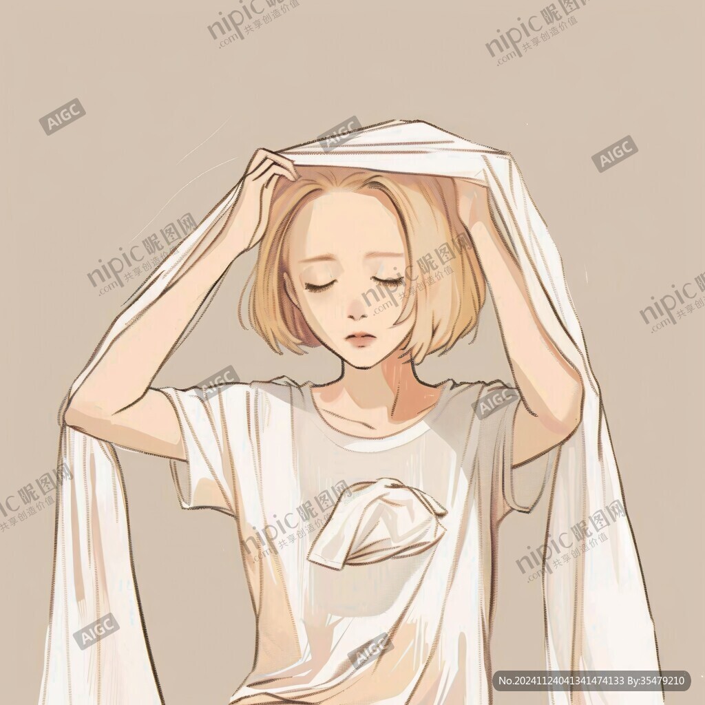 人物插畫短發女生