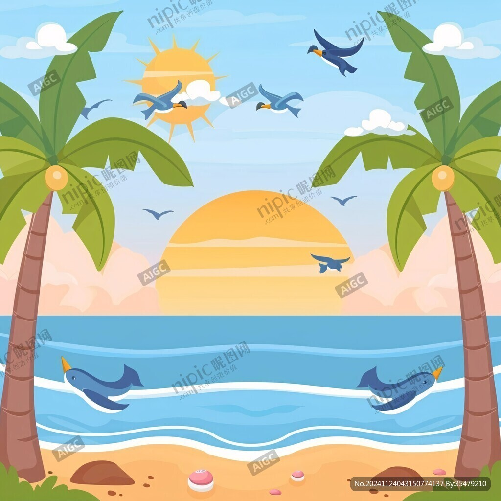 夏日海邊插畫(huà)