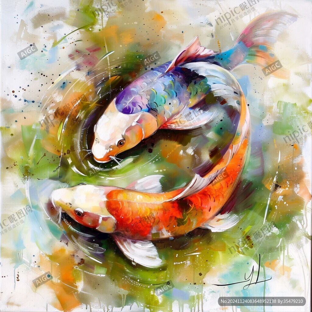 油畫錦鯉