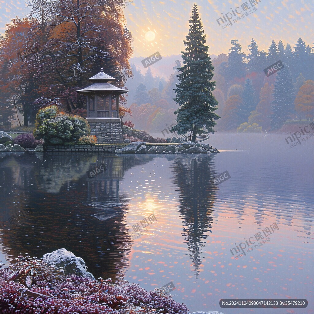 自然風景秋天湖泊景