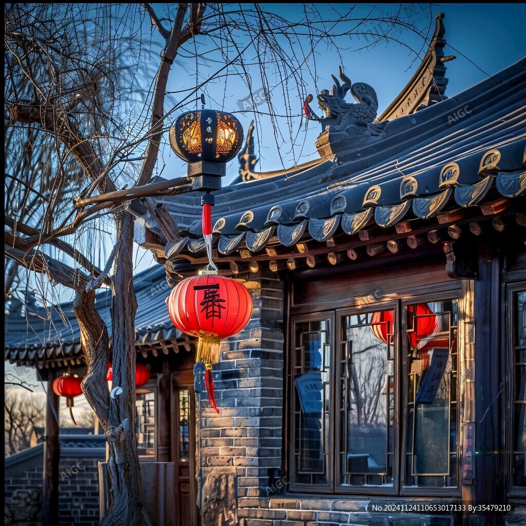 掛燈籠的四合院