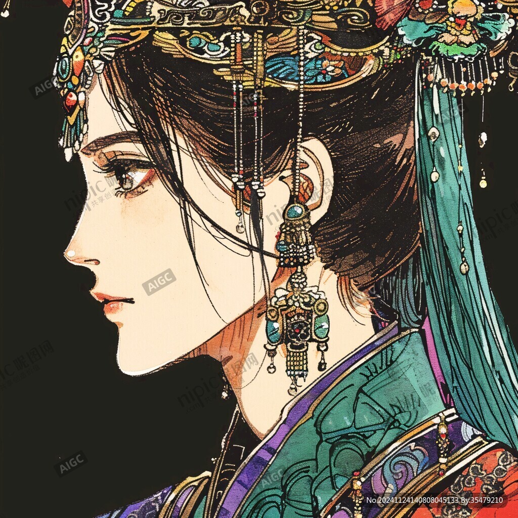古風(fēng)頭飾插畫