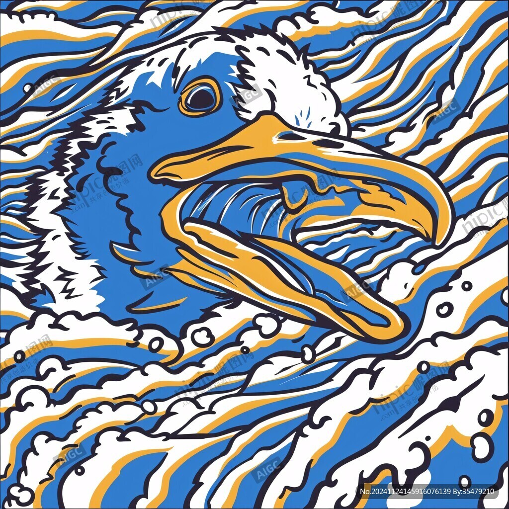 飛鳥與海浪圖案
