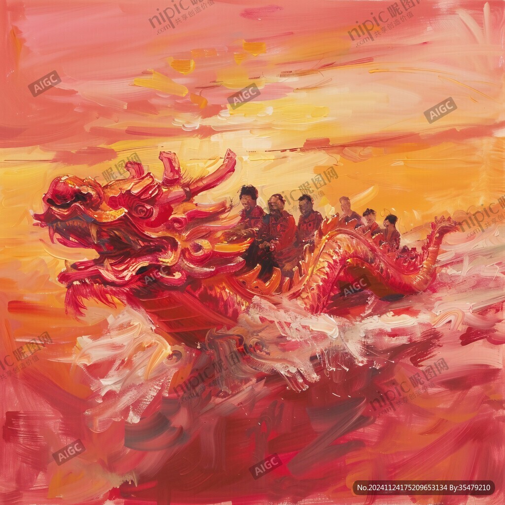 舞龍油畫