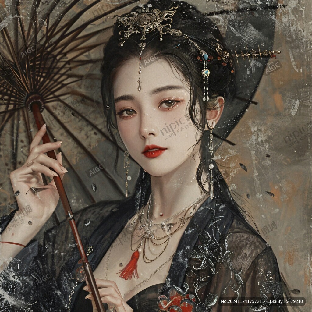 古風(fēng)美女頭像插畫封面