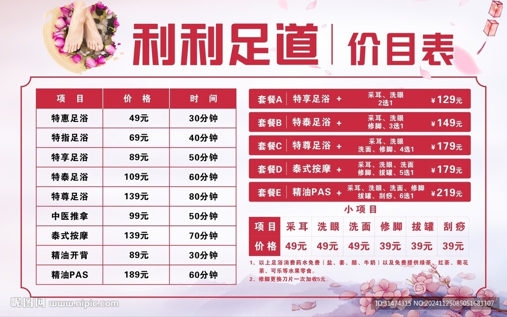 足道價格表