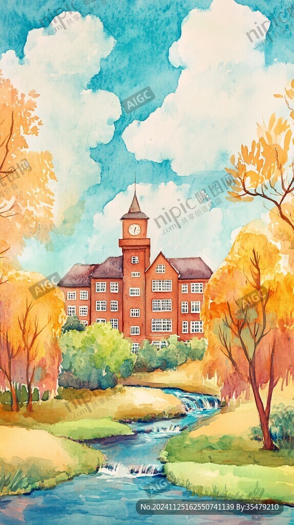 西北大學(xué)印象水彩插畫