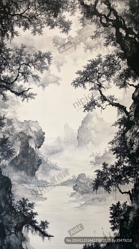 迎客松油畫