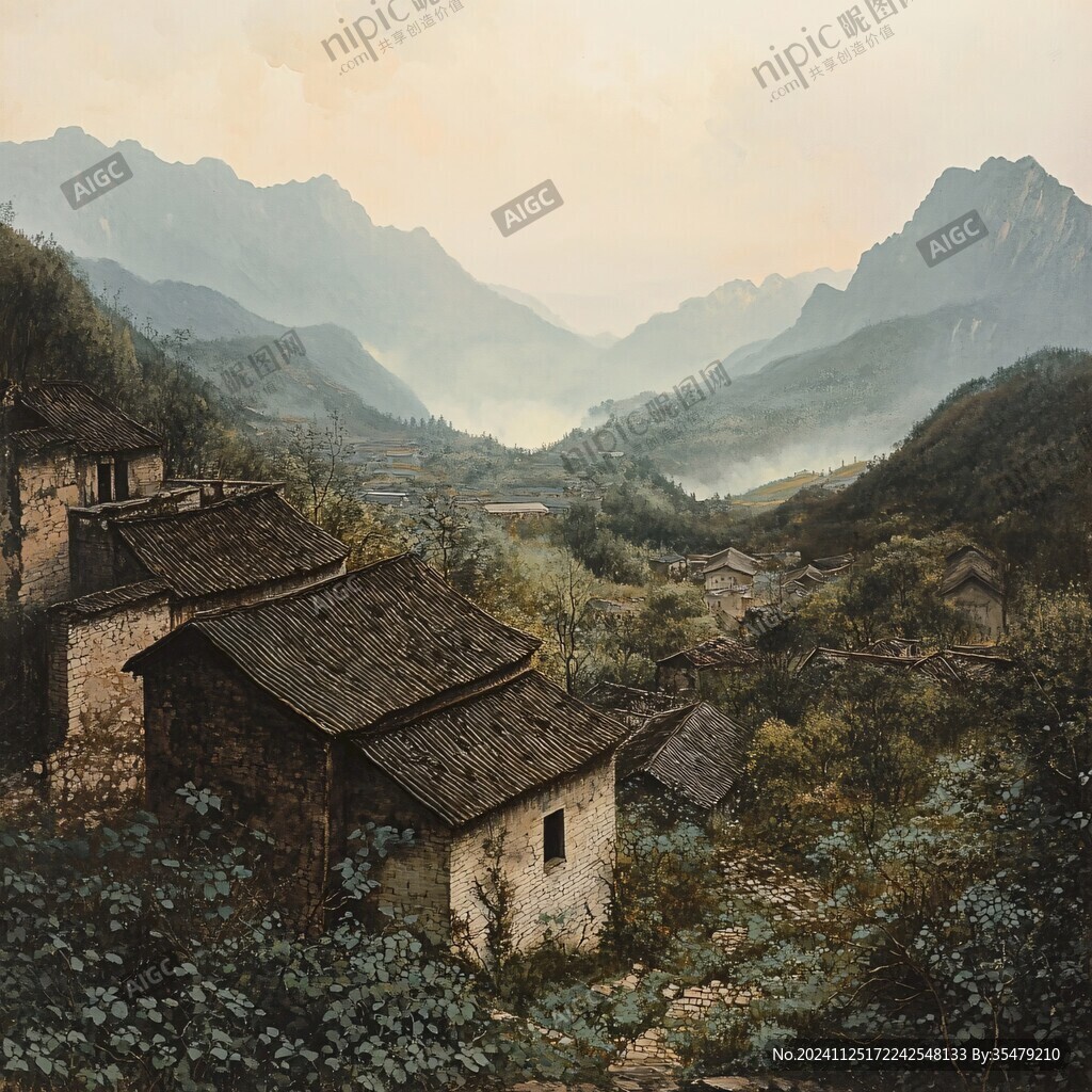 爨底下風(fēng)情油畫
