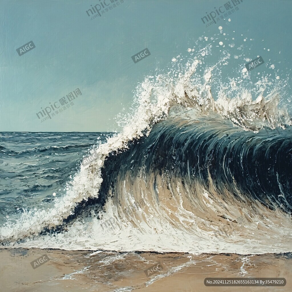 海浪油畫