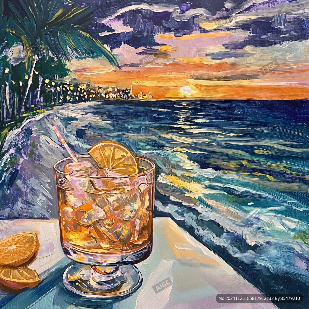 洋酒油畫