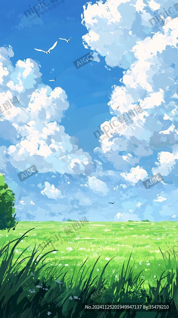 插畫藍天白云