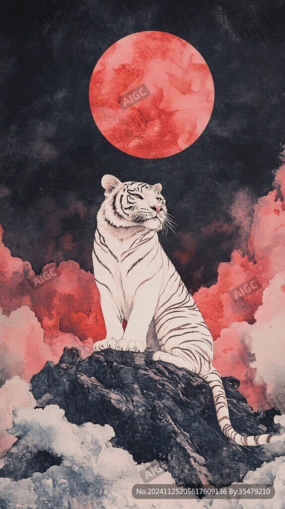猛虎望月圖