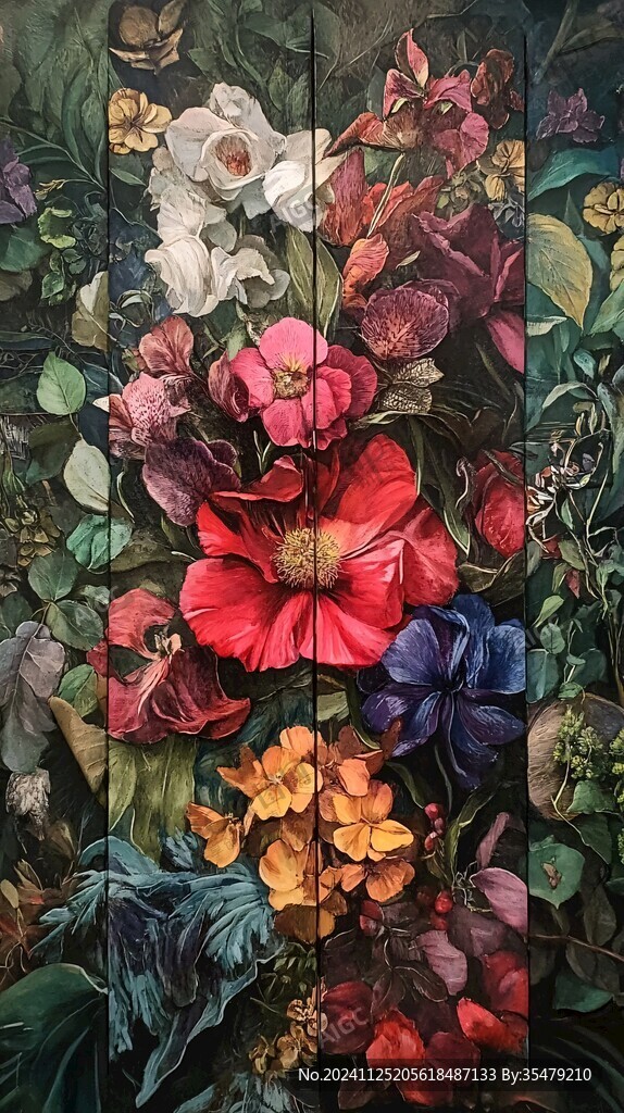 3d浮雕繽紛花卉