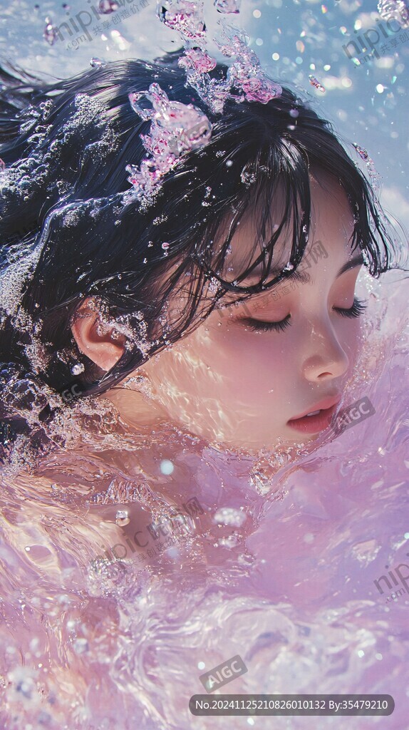 戲水的美女