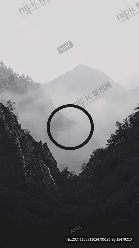 墨韻禪意山峰云霧風(fēng)景