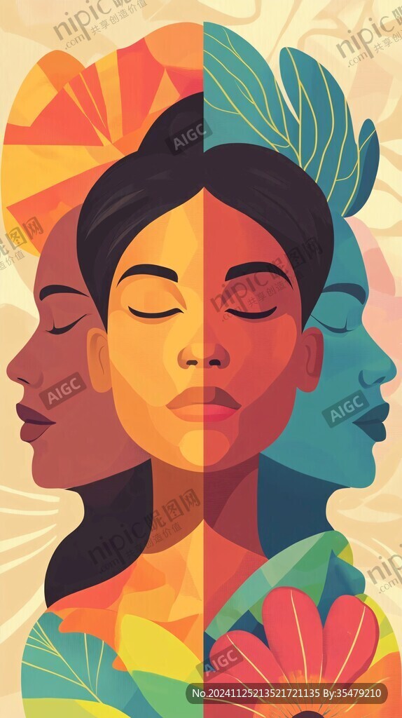 不同膚色女性