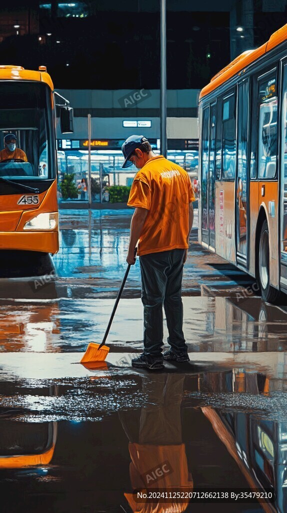 雨中保潔