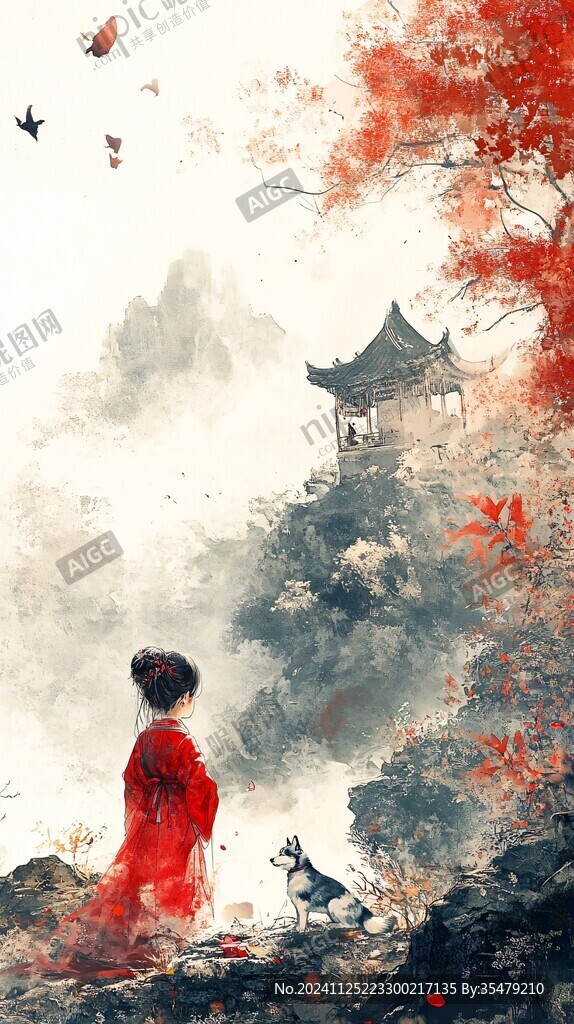 紅葉古風插畫