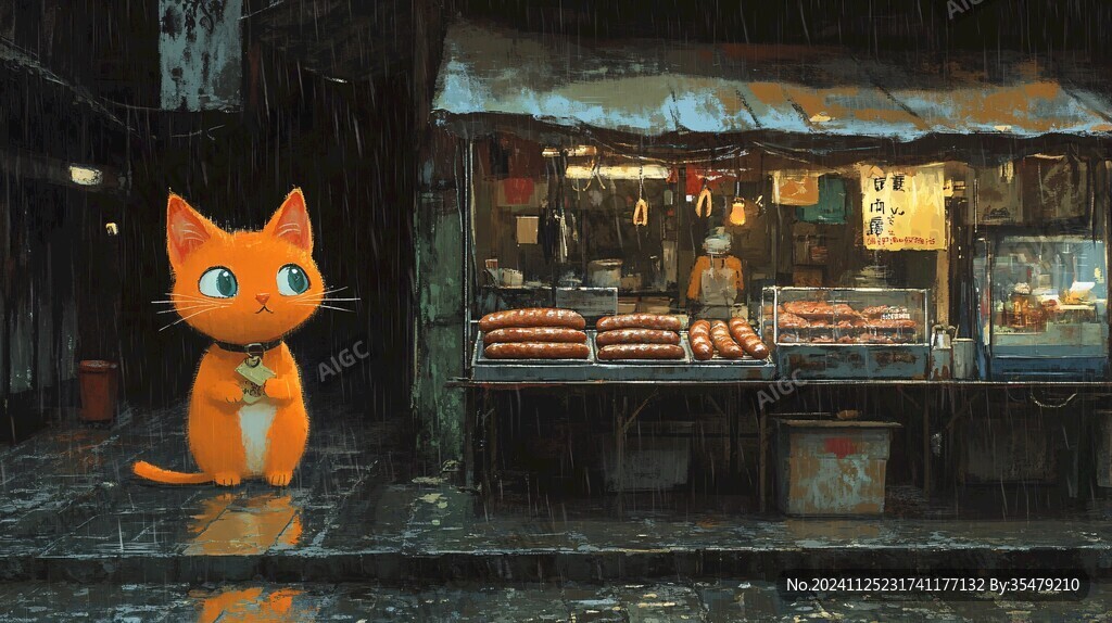 躲雨的貓咪