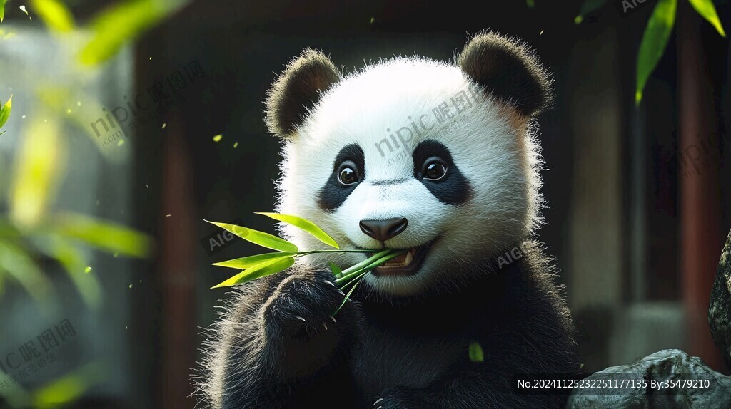 寫實熊貓插畫