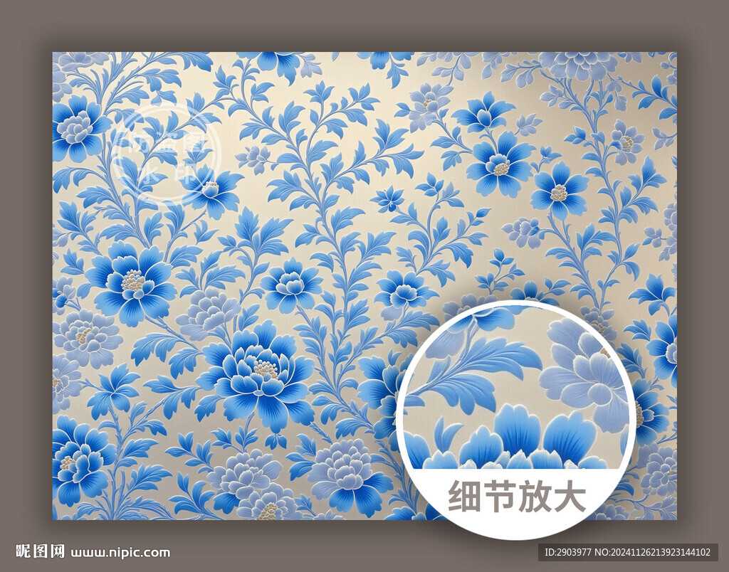 傳統古典中式素雅青花圖案