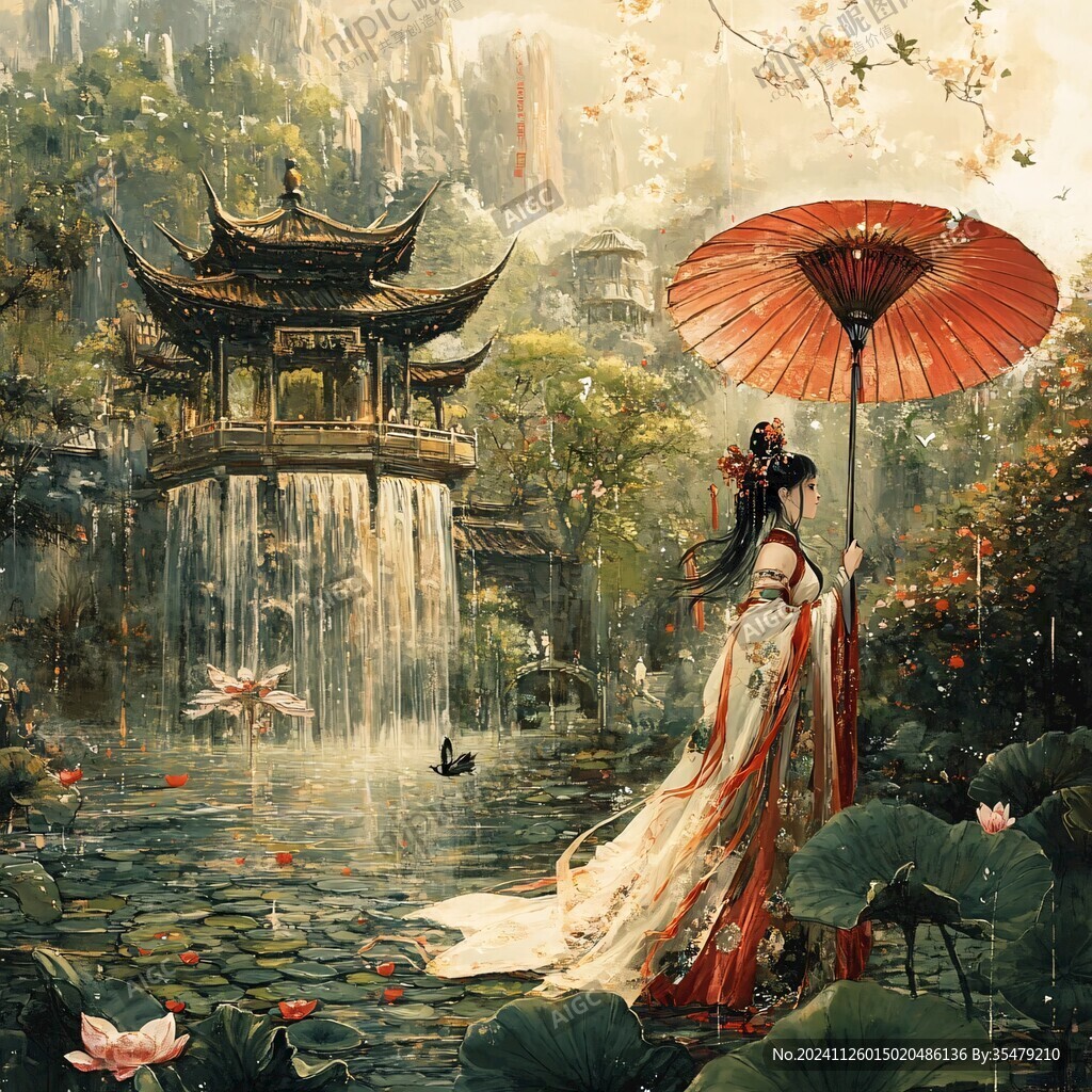 撐傘古風美人