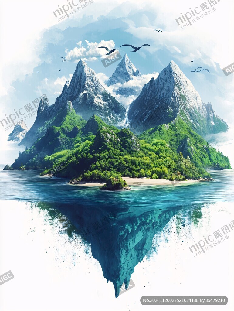 山水飛鳥意境山水