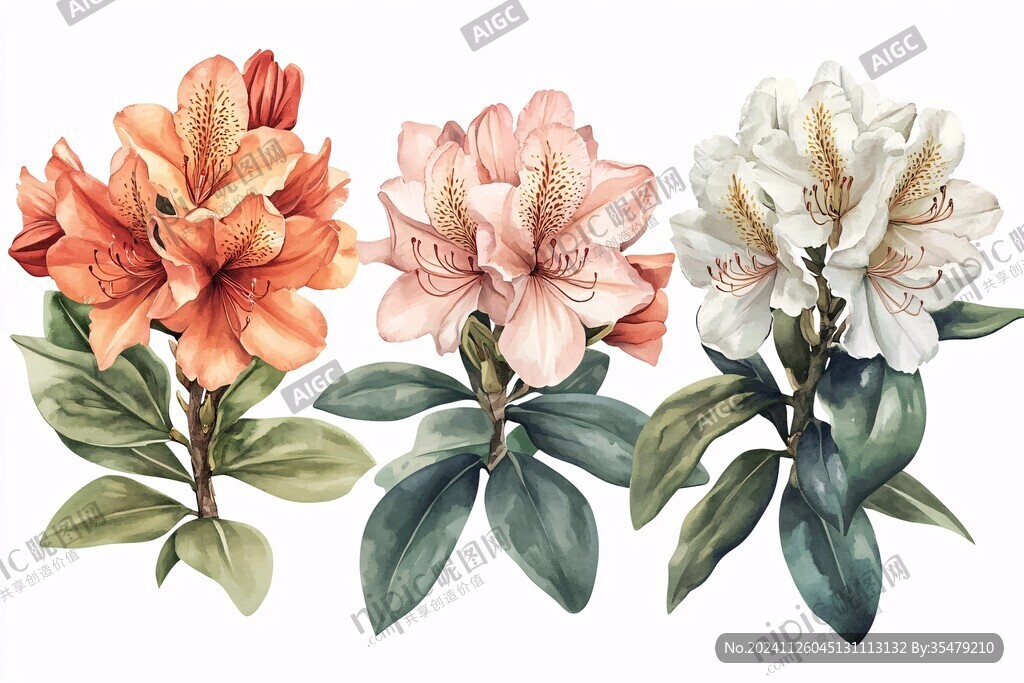手繪百合花花卉