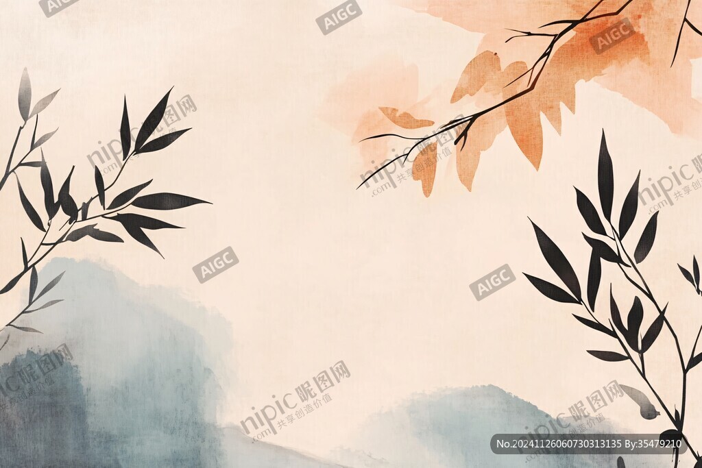 手繪秋季主題朦朧插畫