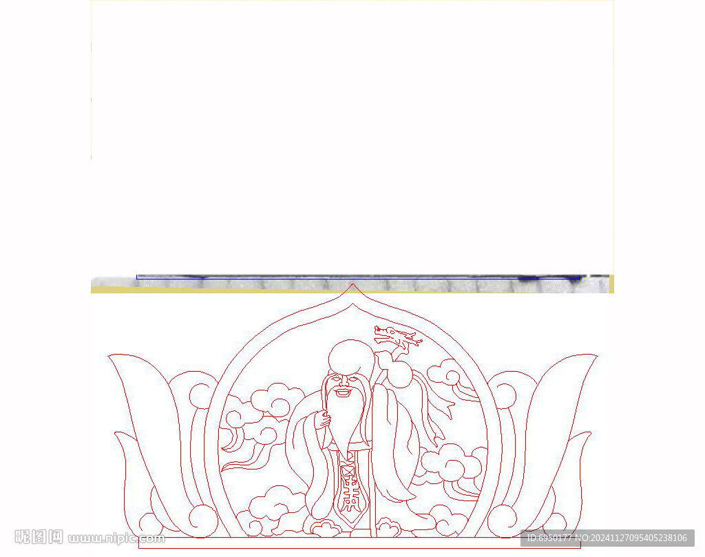 壽星線雕墓碑頭PLT單線雕精雕