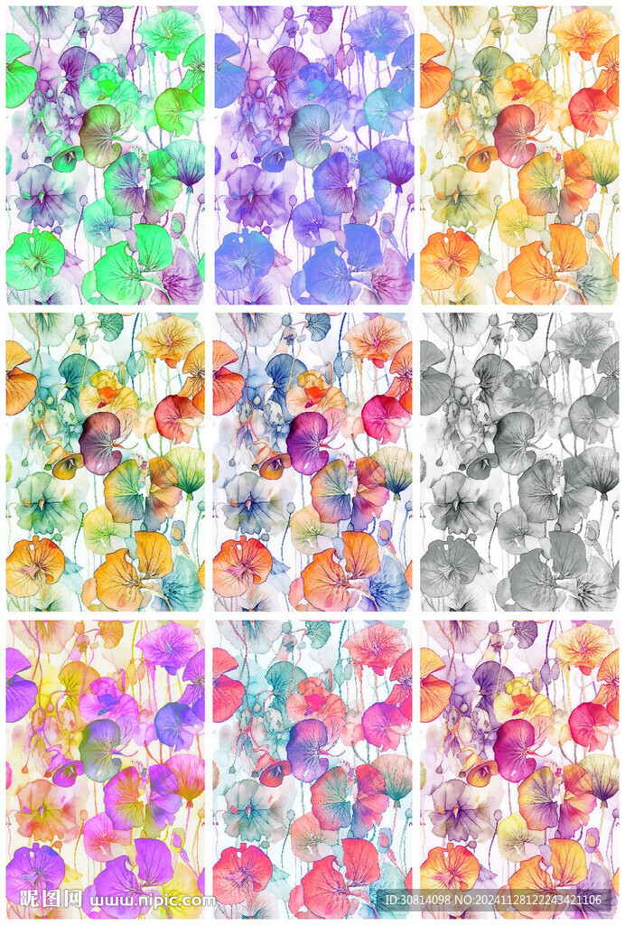 水彩花絲巾