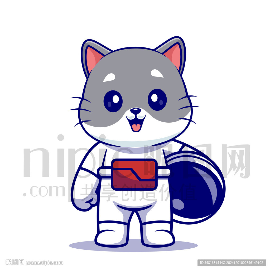 可愛卡通動物宇航員貓咪