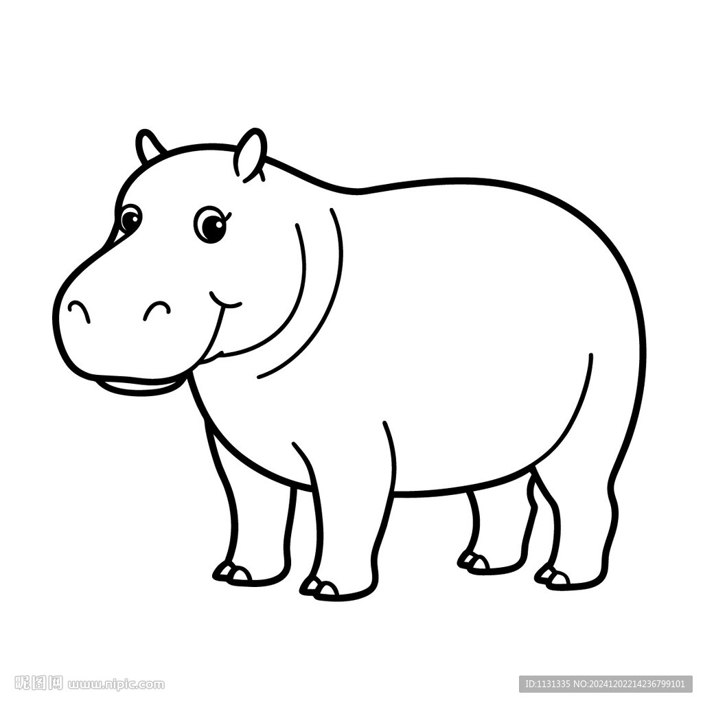 動物線條簡約河馬