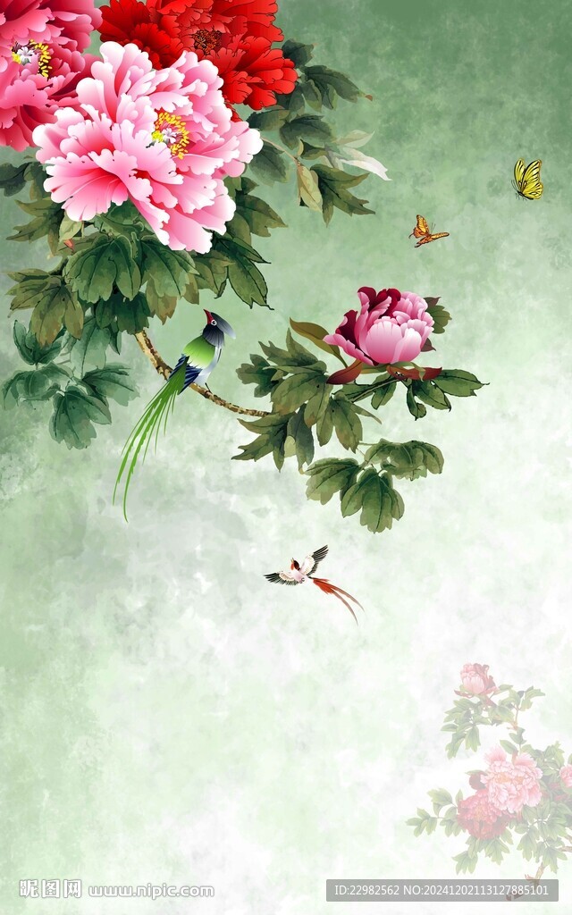 新中式花鳥背景
