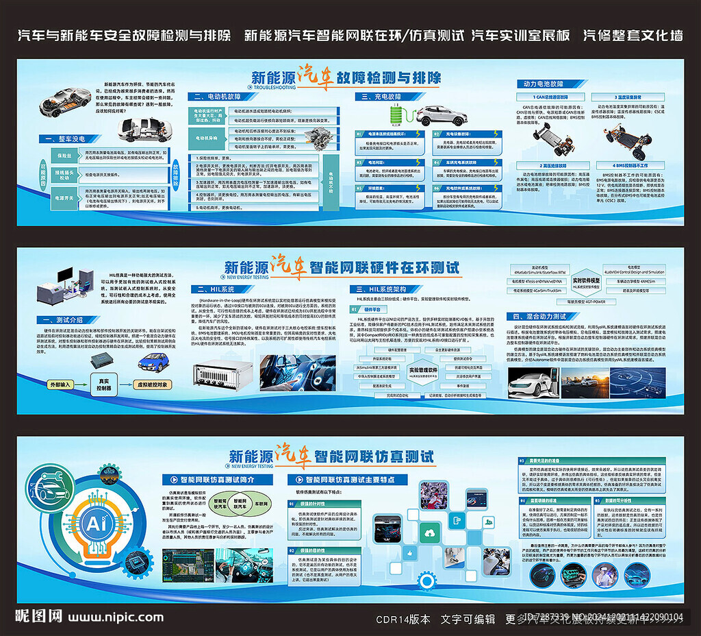 新能源汽車展板設計 汽修實訓墻