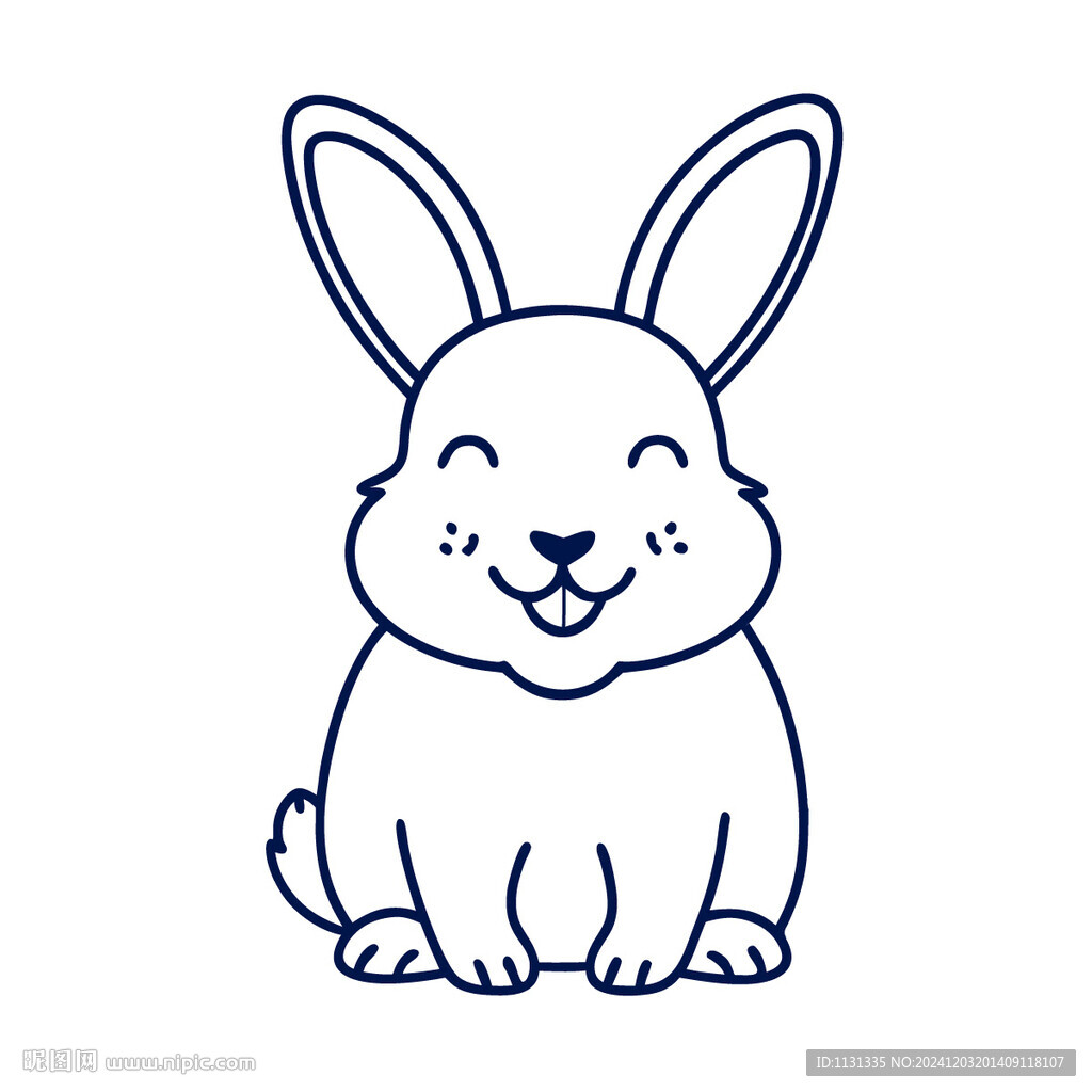 動物可愛線條微笑小兔子