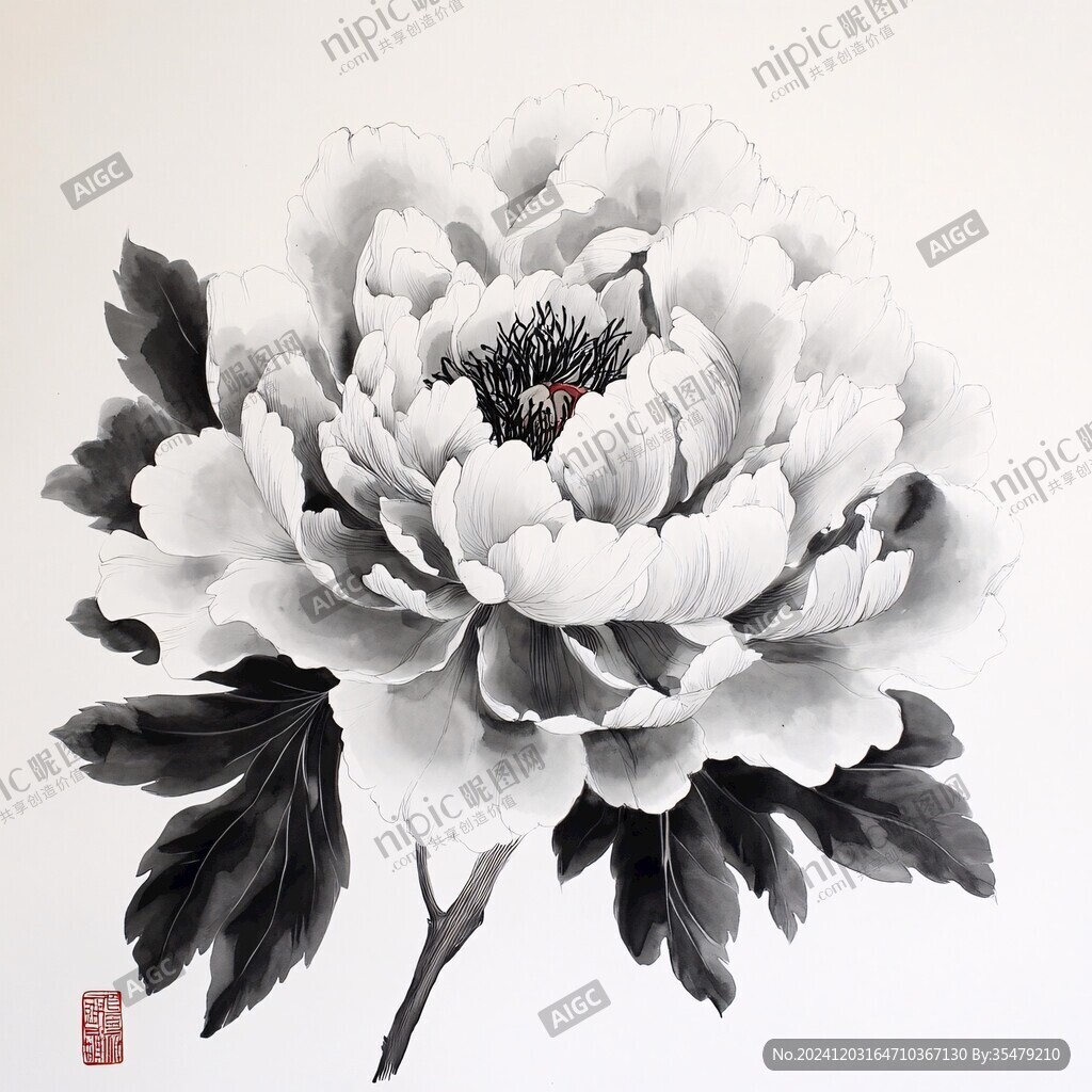 手繪工筆芍藥