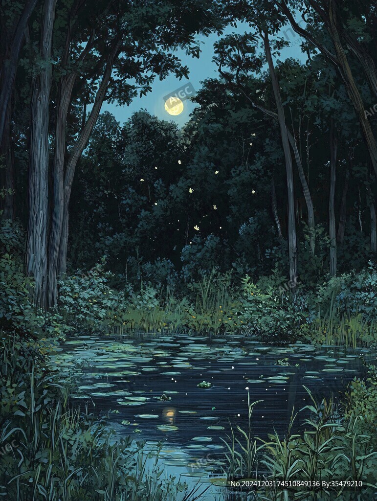 螢火蟲之夜插畫海報