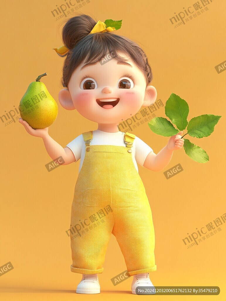 站在芒果上的小姑娘