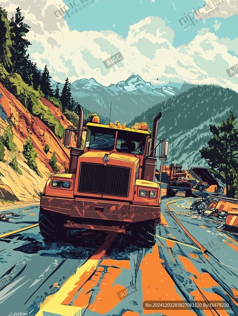 壓路車插畫