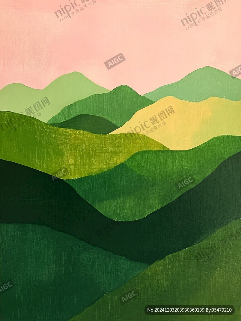綠色的山頭點綴顏色