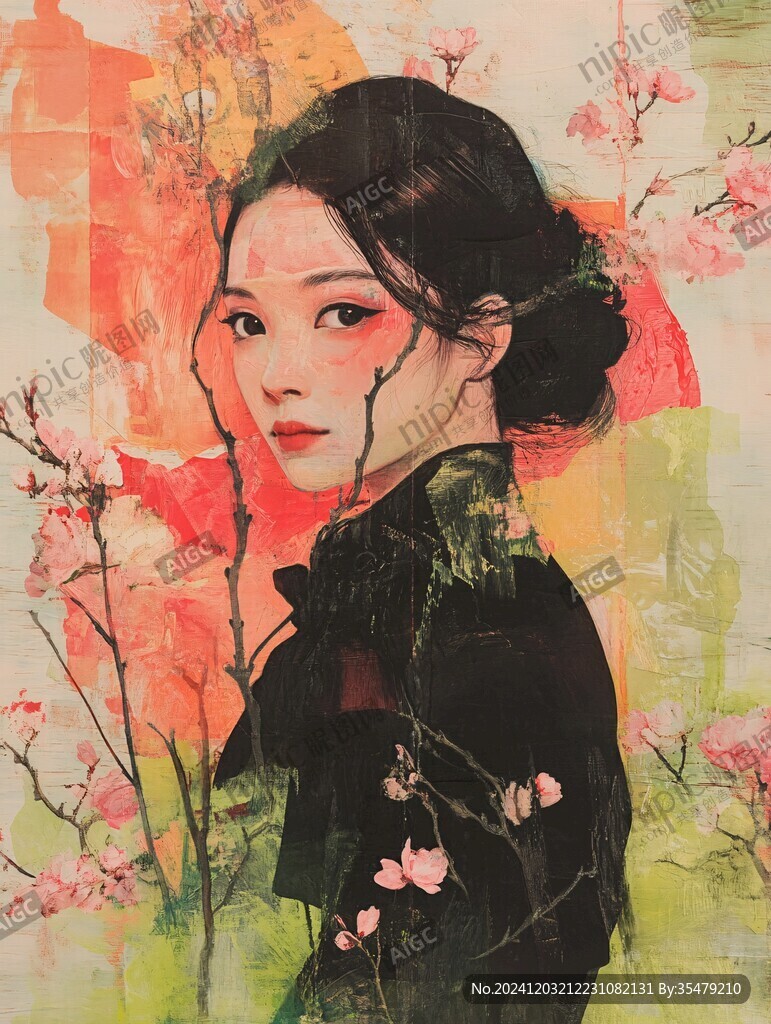 網紅粉重彩畫