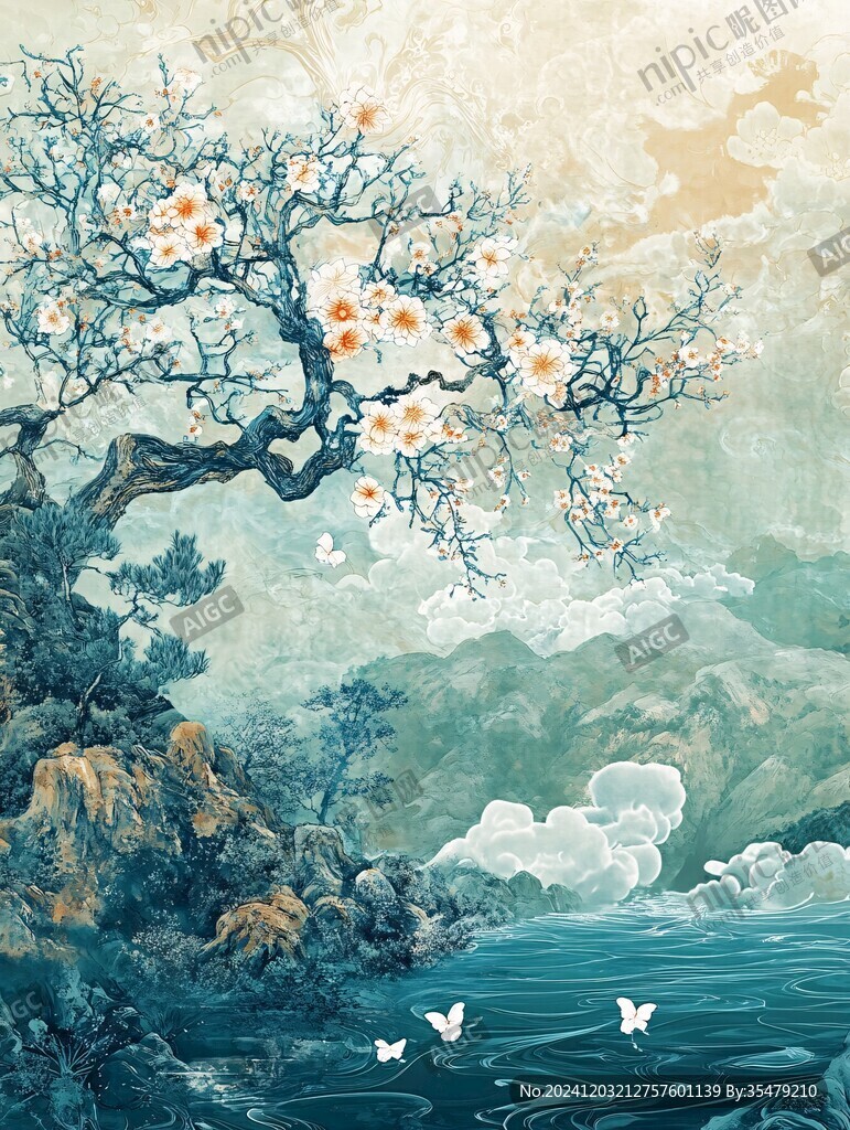 新中式山水梅花花鳥