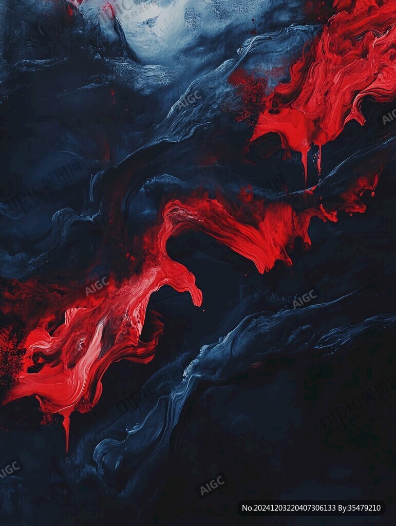 融合流動紅藍油漆背景