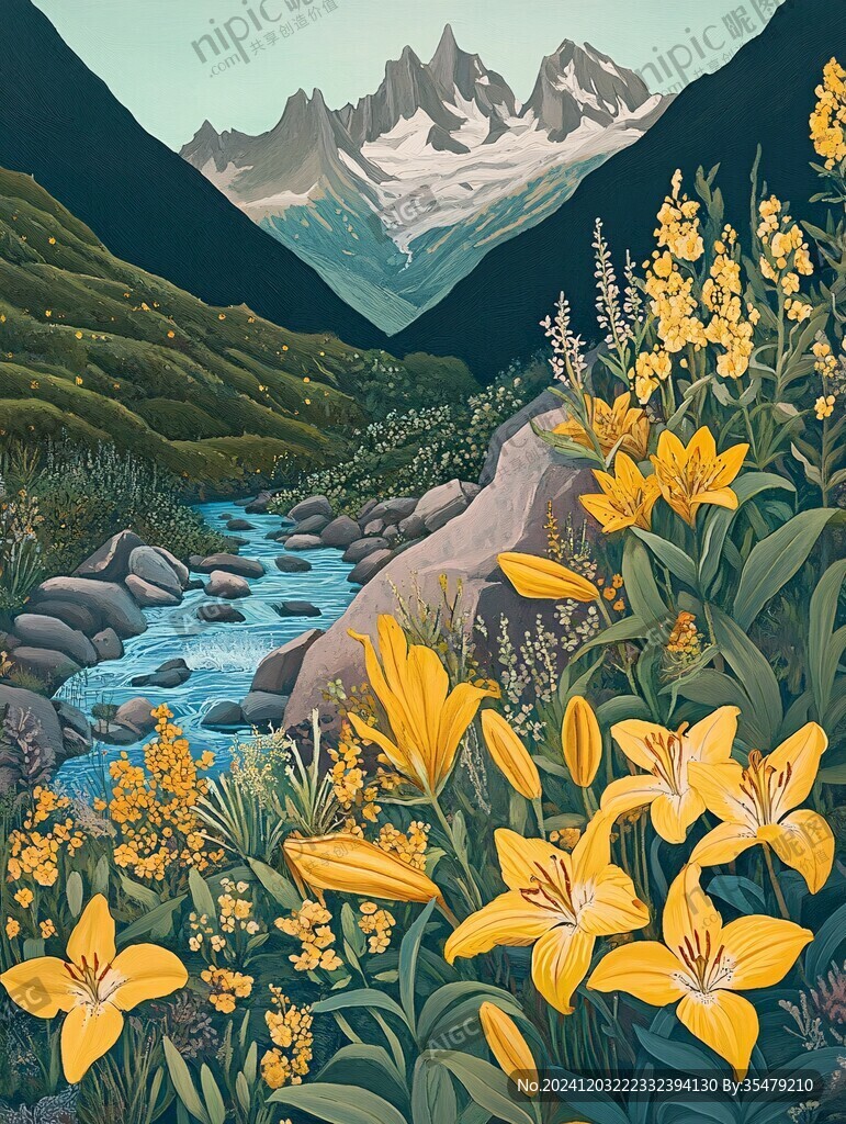 大自然山川插畫